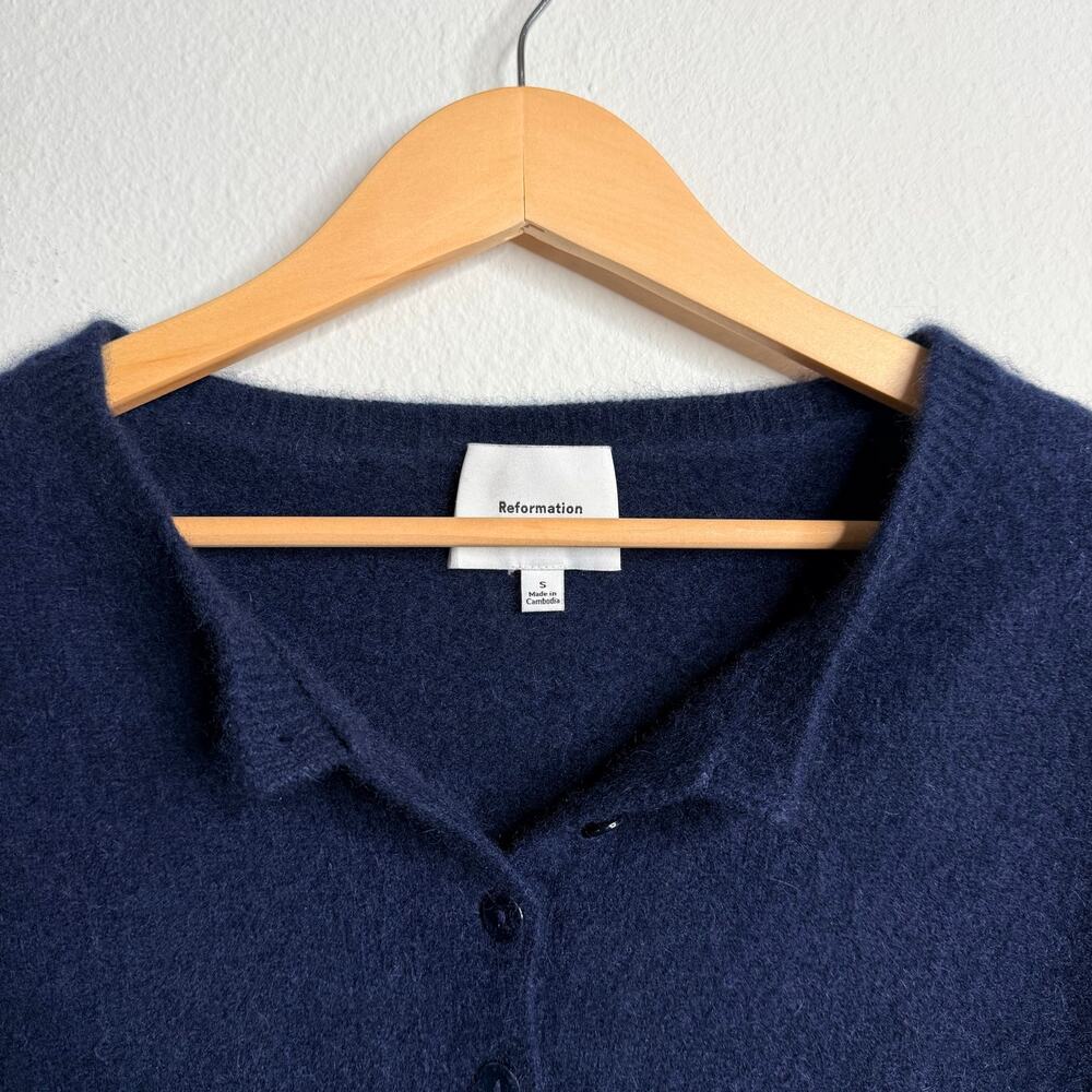 Reformation cashmere sweater cardigan navy soft cozy chic Small - Picture 4 of 7